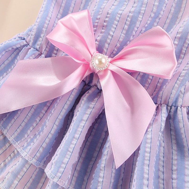 Lemmiklooma seelik Bow Pearl Armas kleit Suvine triibuline õhuke seelik Kasside seelik Koerte seelik Triibud Liblikas seelik Kutsikas Lemmikloomad Riided Kleit