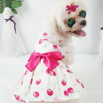 Лятна щампована памучна рокля за домашни кучета Сладки поли за принцеси Рокля за домашни любимци Малки средни пола за кучета Сватбени рокли за кучета Йорк Дрехи YZL