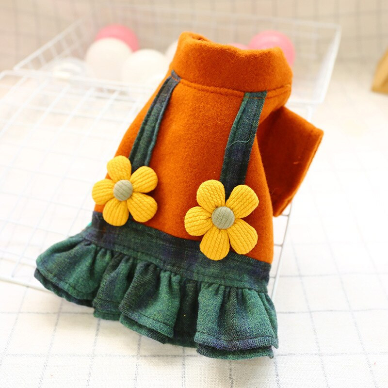 Villane seelik Sügis Talvine Soe Kleit Koerariided Disainer Armas Lemmik Kaunistus Kutsika Kasukas Väike Koer Riided Chihuahua Yorkshire