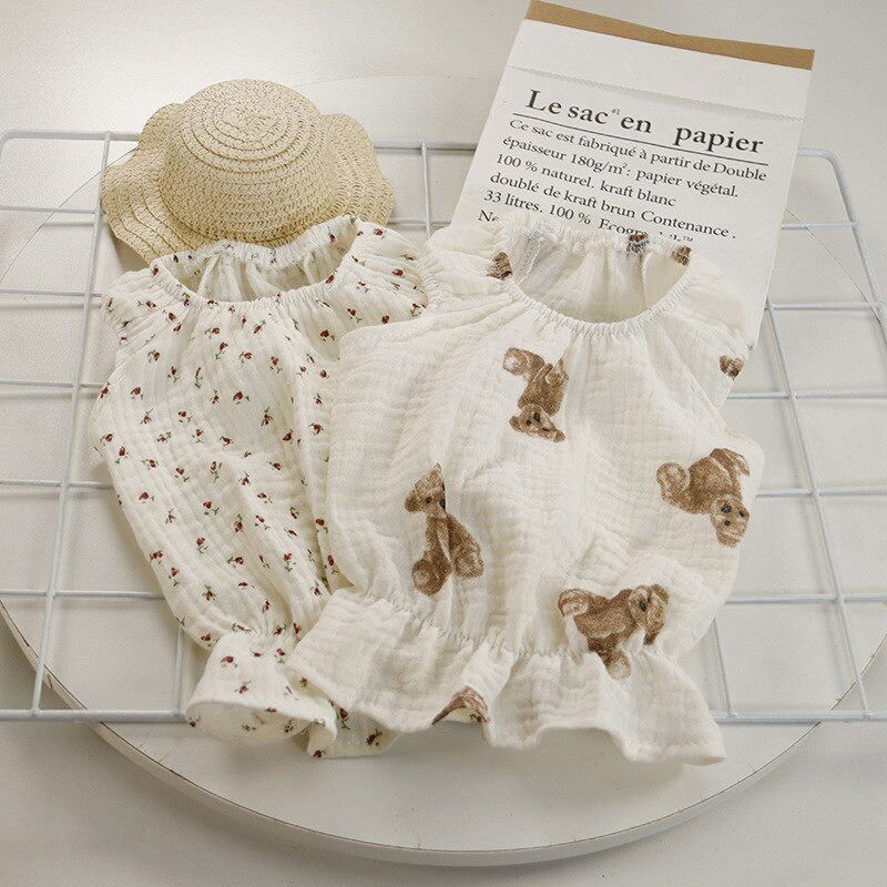 Uus armas karu lemmiklooma kleit Suvine Ins Katkised lilled karu kassi riided šnautser koduriided elastsed pitsid tüdrukute koera riided