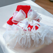 PETCIRCLE šunų rūbai Perlų nėrinių marlės suknelė mažiems ir vidutiniams šunims šuniukas katė viso sezono naminių gyvūnėlių drabužiai šunų kostiumai, naminių gyvūnėlių paltai sijonas