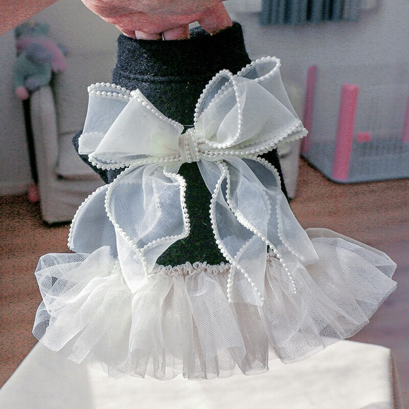 PETCIRCLE šunų rūbai Perlų nėrinių marlės suknelė mažiems ir vidutiniams šunims šuniukas katė viso sezono naminių gyvūnėlių drabužiai šunų kostiumai, naminių gyvūnėlių paltai sijonas
