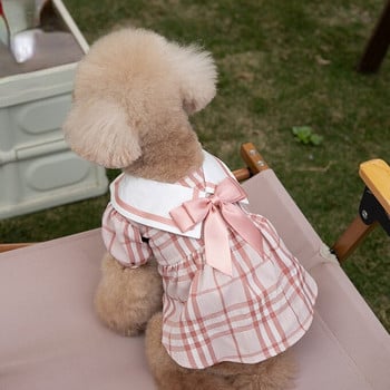 Καλοκαίρι άνοιξη καρό φόρεμα για κατοικίδια Ρούχα για κορίτσια κολεγιακή φούστα Teddy Yorkshire για σκύλους Ρούχα για γάτες Καλοκαιρινό φόρεμα για κατοικίδια Ρούχα για σκύλους