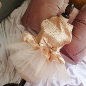 Roztomilé šaty pre psov, šteniatko, gázová sukňa s mašľou, flitrovaná princezná, oblečenie pre domáce zvieratá, potreby pre psov, svadobné šaty pre domáce zvieratá, pudel