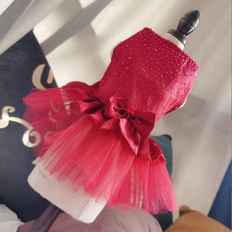 Roztomilé šaty pre psov, šteniatko, gázová sukňa s mašľou, flitrovaná princezná, oblečenie pre domáce zvieratá, potreby pre psov, svadobné šaty pre domáce zvieratá, pudel