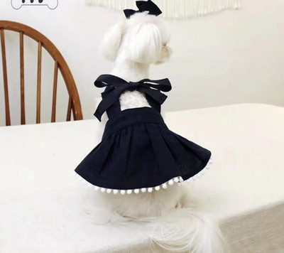 Jesenná a zimná sukňa na remienok pre psov Čierna vlnená sukňa s plyšovým ...psom Bišonom, yorkshirskou mačkou, sukňa na remienok, šaty, dámska sukňa, oblečenie pre šteniatka a psy