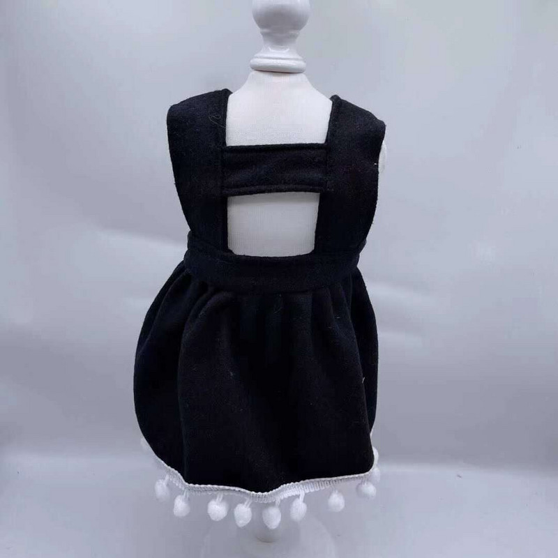 Jesenná a zimná sukňa na remienok pre psov Čierna vlnená sukňa s plyšovým ...psom Bišonom, yorkshirskou mačkou, sukňa na remienok, šaty, dámska sukňa, oblečenie pre šteniatka a psy