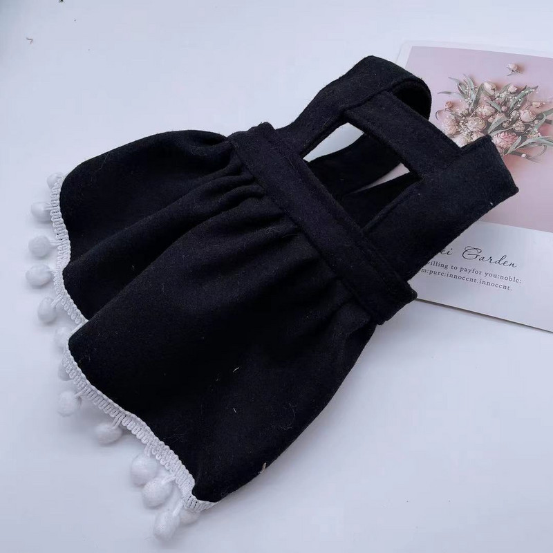 Jesenná a zimná sukňa na remienok pre psov Čierna vlnená sukňa s plyšovým ...psom Bišonom, yorkshirskou mačkou, sukňa na remienok, šaty, dámska sukňa, oblečenie pre šteniatka a psy