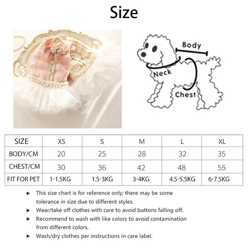 Haine dulci pentru câini Fusta pentru animale de companie cu perle, dantelă detașabilă, rochie pentru pisici de companie pentru câini de talie mică, Yorkshire Maltese, îmbrăcăminte nouă pentru animale de companie