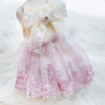 Princess Dog Cat Dress Tutu Flowers Lace Design Pet Puppy Skirt Пролетно/лятно облекло за дрехи 5 размера 6 цвята
