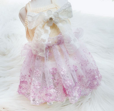 Φόρεμα Princess Dog Cat Tutu Flowers Δαντέλα Σχέδιο Pet Puppy Φούστα Ανοιξιάτικη/Καλοκαιρινή Ρούχα Ρούχα 5 μεγέθη 6 χρώματα