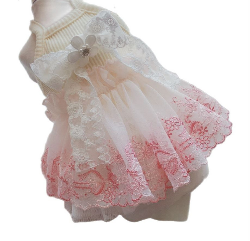 Printsessi koera kassi kleit Tutu Lilled, pitsdisain Lemmiklooma kutsika seelik Kevad/suvi riided komplekt 5 suurust 6 värvi