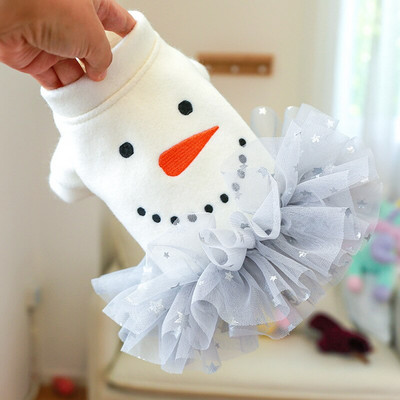 Oblečenie pre domáce zvieratá Luxusné šaty Zimný kabát Oblečenie pre malých psov a mačky Snehuliak na sneh a zimu Šaty so snehovou sukňou pre mačky Tutu pre malé psy