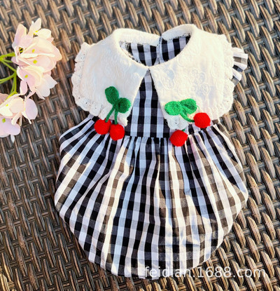 Haina pentru animale de companie cu dungi cireșe Rochie pentru câini moale Salopete de toamnă pentru câini Salopete pentru câini de talie medie, haine pentru pisici, ținută pentru pisici