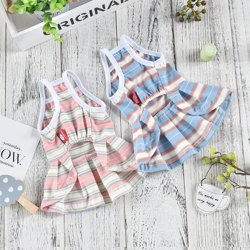 Triibuline kutsika suveriided roosa sinine lemmikloomakleit väikesele kassile looma XS XXL chihuahua prantsuse buldog XXL tüdruku poisi ülikonna aksessuaar