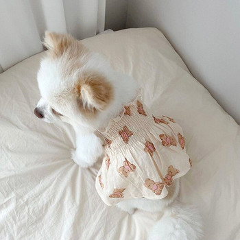Καλοκαιρινή φούστα για κατοικίδια Teddy αναπνεύσιμα ρούχα Cartoon Bear Print Ρούχα για σκύλους Μαλακή φούστα για κουτάβι Προμήθειες για κατοικίδια S-2XL