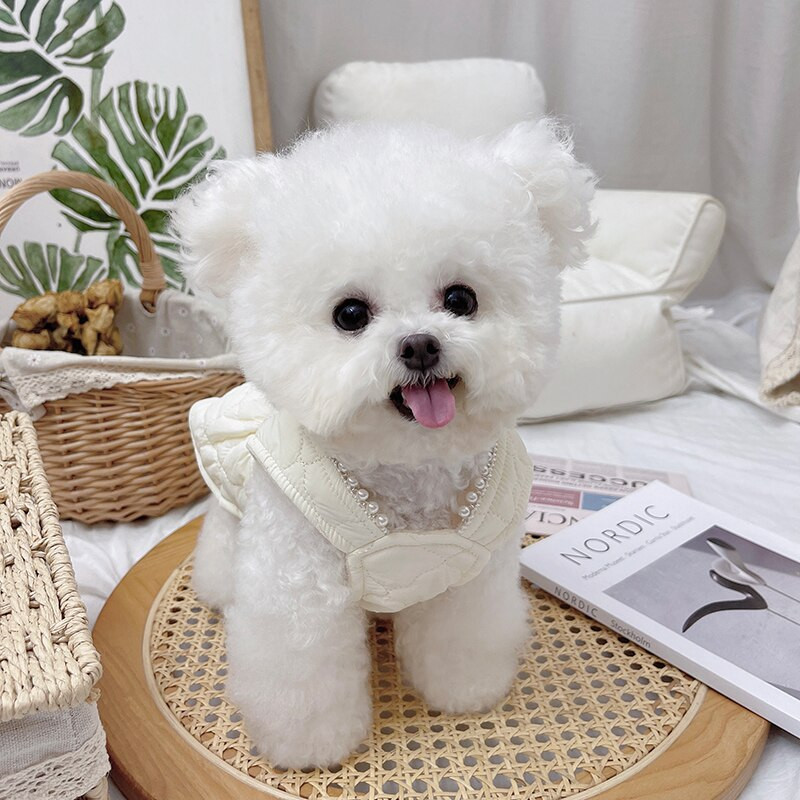 Kutsikavest Väikeste koerte riided Kassiriided Elegantne Bow Down Kleit Koerale Kassitarbed Bulldogi koera kostüüm Lemmikloomariided