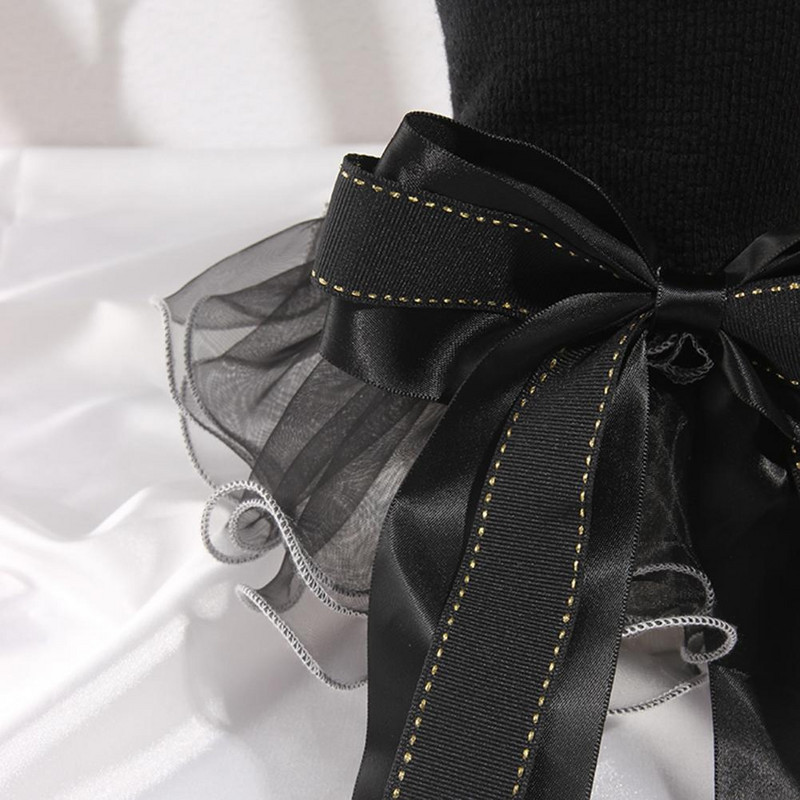 Priedušné šaty pre psov s volánikmi, štýlové oblečenie pre šteniatka s veľkou mašľou a princeznovským vzorom na každodenné nosenie