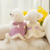 Žiemos šilti stori šunų drabužiai lankas megztinis sijonas princesės stiliaus katės gyvūnėlis meškiukas Dvikojis paltas šunų suknelės mažiems šunims