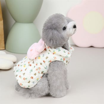 Νέο Princess Dog Pet Ζεστό Φόρεμα Χαριτωμένο φλοράλ φούστα με φούσκα κορίτσι σκύλος γάτα Ρούχα χειμερινού παλτό