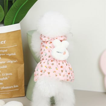 Νέο Princess Dog Pet Ζεστό Φόρεμα Χαριτωμένο φλοράλ φούστα με φούσκα κορίτσι σκύλος γάτα Ρούχα χειμερινού παλτό