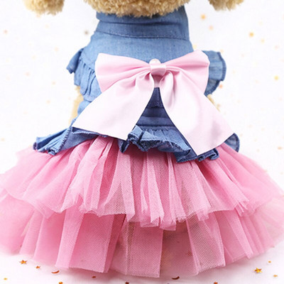 Naujos šunų princesės suknelės šuniuko lanko mazgo suknelė Pet Tutu sijonas tinklelis šuniukų šunų princesės vasarinės suknelės naminių gyvūnėlių priedai Drabužiai YZL