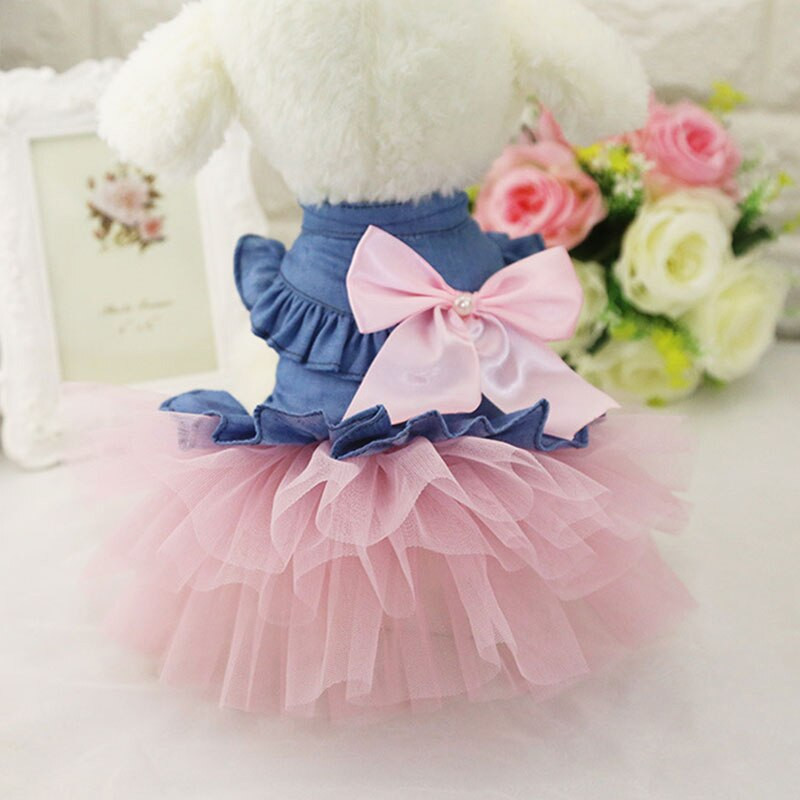 Naujos šunų princesės suknelės šuniuko lanko mazgo suknelė Pet Tutu sijonas tinklelis šuniukų šunų princesės vasarinės suknelės naminių gyvūnėlių priedai Drabužiai YZL