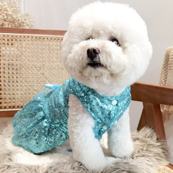 Луксозни сватбени булчински рокли за кучета на принцеса за малки кучета Лятна рокля с пайети Дрехи за кучета за момичета Чихуахуа Облекло за кученца