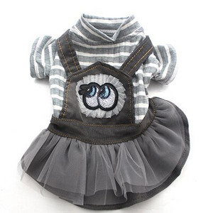Câine, pisică, rochie din velur, cămașă cu dungi și dantelă, pisică, cățeluș, ținută de sprint/toamnă