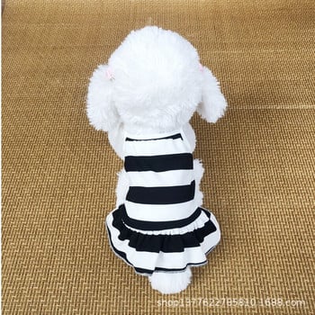 Ριγέ Φόρεμα Ρούχα για κατοικίδια Ζαρτιέρες Γιλέκο για Ρούχα Σκύλου Μικρή Στολή Γαλλικό Μπουλντόγκ Καλοκαιρινό μαύρο λευκό γιακά κοριτσιών Perro