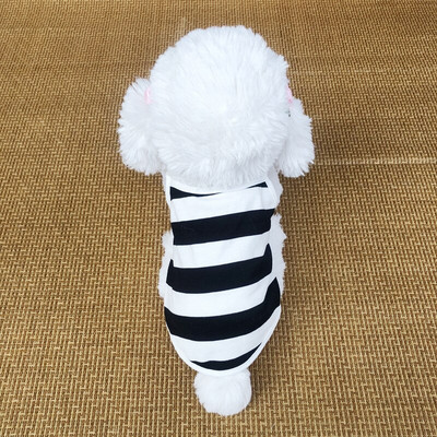 Rochie cu dungi Îmbrăcăminte pentru animale de companie Câini Bretele Vestă pentru haine pentru câini Costum mic Bulldog francez de vară Negru Alb Guler pentru fată Perro