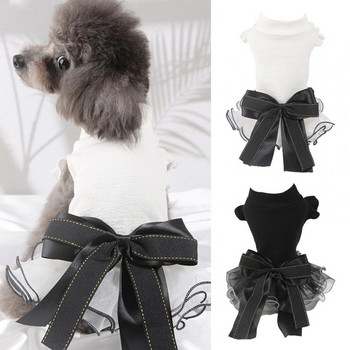 Ρούχα για σκύλους Μοναδικό κομψό βολάν Ρούχα για κουτάβι με μεγάλο φιόγκο για Pet Shop Ρούχα για κουτάβια Φόρεμα για κατοικίδια