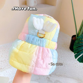 Rainbow Down Lemmikloomakostüümid Rakmed Vest Kleidid Talvise Soe koeraülikond Riided Mantel Kahe jalaga Loomapoe tarvikud Puudel Bichon