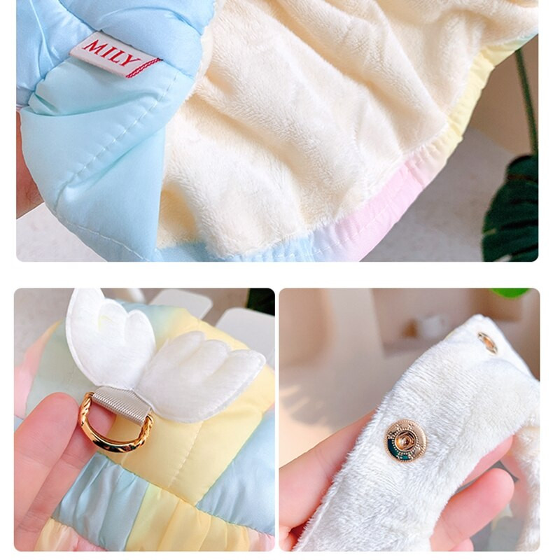 Rainbow Down Lemmikloomakostüümid Rakmed Vest Kleidid Talvise Soe koeraülikond Riided Mantel Kahe jalaga Loomapoe tarvikud Puudel Bichon