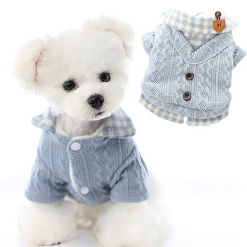 Παχύ ζεστό παλτό σκυλιών Χειμερινό κουτάβι γάτα καρό πουκάμισο Μπουφάν πουλόβερ για μικρά σκυλιά Πλεκτά φούτερ Bichon μπουφάν Ρούχα για κατοικίδια L