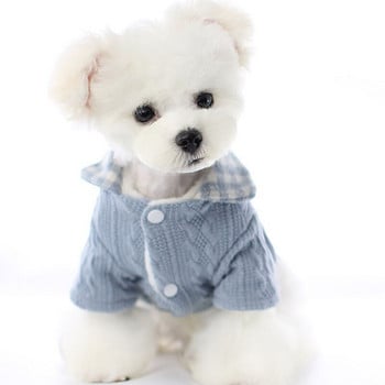 Удебелено топло палто за кучета Зимно кученце Котка Карирана риза Пуловер Яке за малки кучета Бишон Трикотаж Суичър Яке Дрехи за домашни любимци L