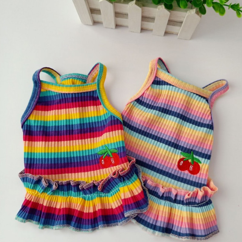 2021-es divat tavaszi és nyári édes kutyaruha csíkos szoknya kiskutya szép puha ruha kisállat ruhák kisállat kiegészítők univerzális