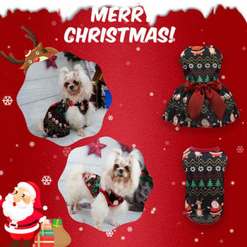 Коледни дрехи за домашни любимци Рокля за принцеса за домашни любимци Пола за кученце Празнична парти рокля за малки кучета Дрехи за кучешка пола с котка и панделка Ropa Perro