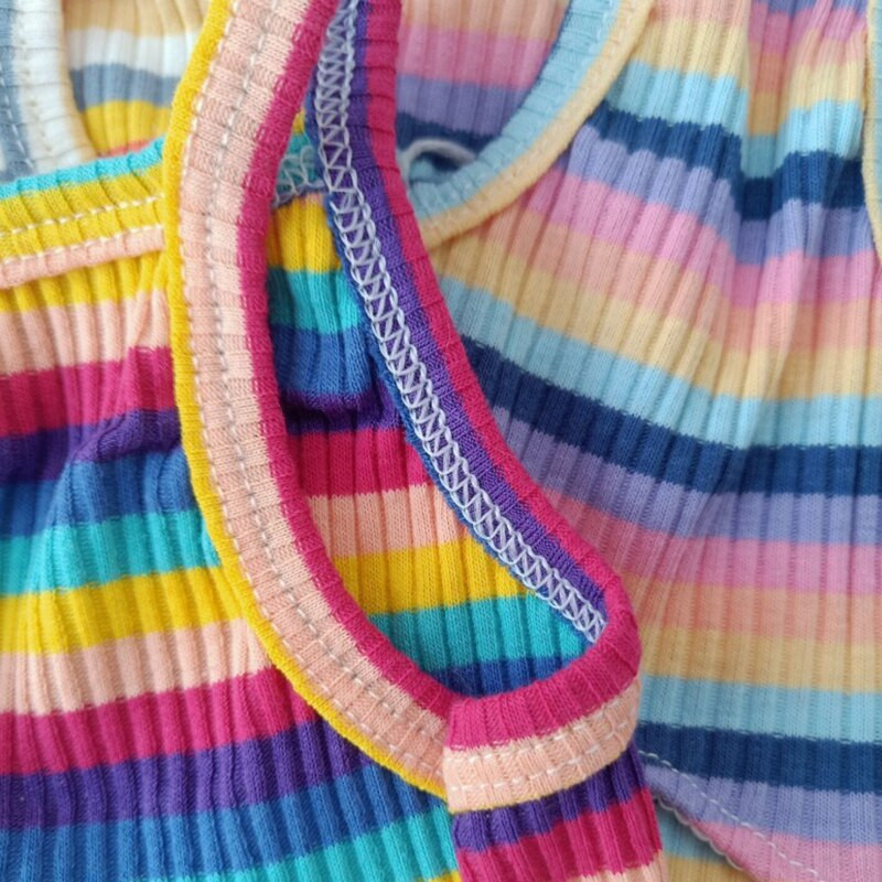 Vikerkaar Suspender Seelik Koer Kleit Riided Väikestele Koertele Riietus Lemmikloomarõivad Armsad Suvised Puuvillane Yorkies Print Ropa Para Perro