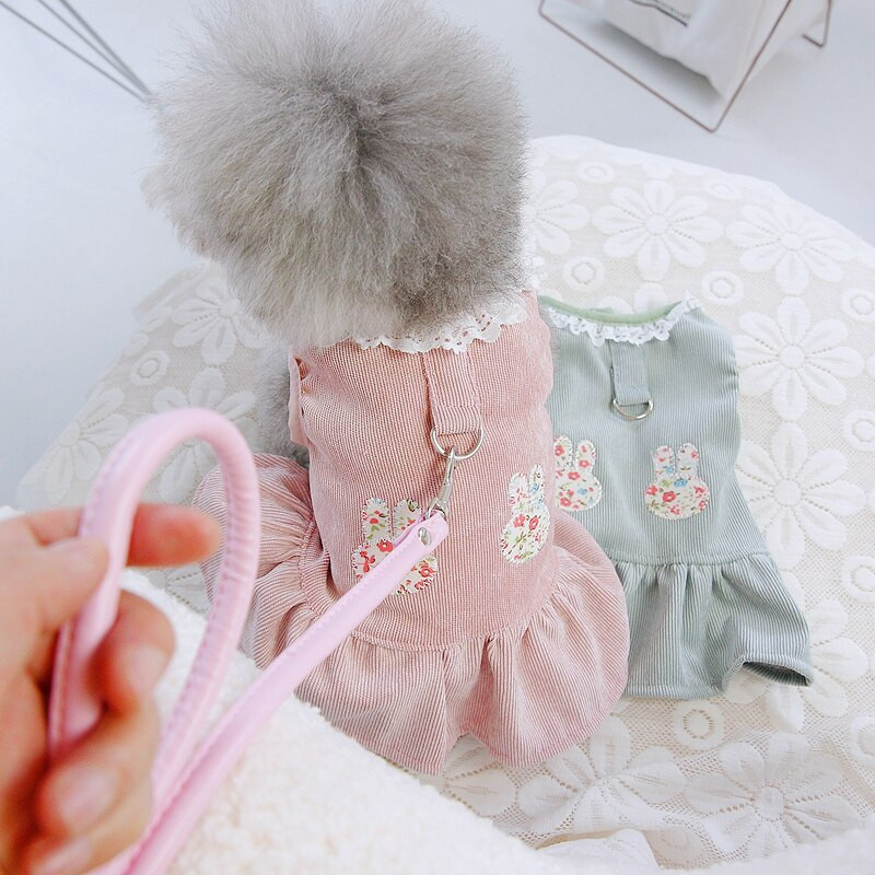 Küüliku lillelised koerarakmed Kleidid Pitsiline lemmiklooma vest mantel Tutu seelikuga Roosa Roheline Suvi Kevad Uus Kassi Riietus Riietus Chihuahua