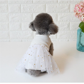 Класическа рокля за домашни кучета Розови бели дантелени рокли Принцеса за малки кученца Кучета Котка Чихуахуа Пудел Звезда Плевене Рокли за парти Куче