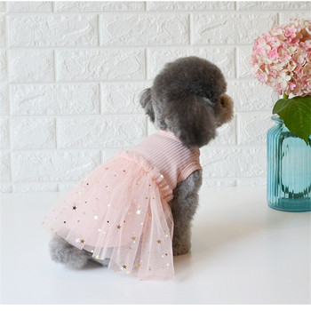 Класическа рокля за домашни кучета Розови бели дантелени рокли Принцеса за малки кученца Кучета Котка Чихуахуа Пудел Звезда Плевене Рокли за парти Куче