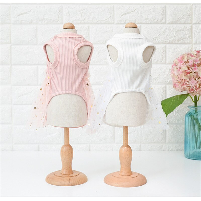 Klasična haljina za pse za kućne ljubimce, ružičasto-bijele čipkaste haljine, princeza za male štence, mačke, čivava, pudla, zvijezda, haljine za zabave, pas