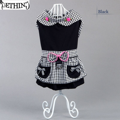 Štene Ljetna pamučna odjeća Mali pas Haljina za mačke Modna haljina za kućne ljubimce Dog Dress Up Crna ljetna odjeća XS-XL