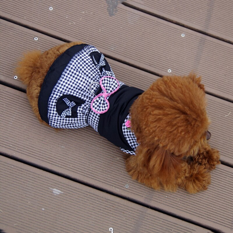 Kölyökkutya nyári pamut ruházat kis kutya macska ruha divat kisállat ruha kutya ruha fekete nyári ruha XS-XL
