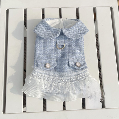 Jesenné a zimné plyšové šaty, krásne čipkované dámske šaty pre mačky, malé psy, trakčné gombíky, hrubý teplý kabát, oblečenie pre psov pre malých psov