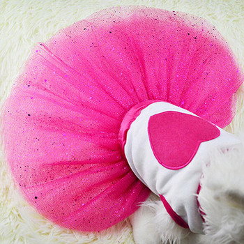 Pet Dog Love Heart Sequins Gauz Φούστα Φόρεμα Puppy Cat Rose Red Ρούχα