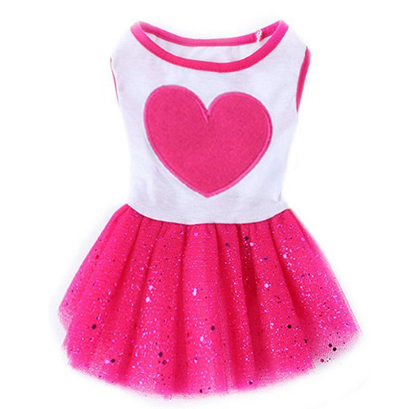 Pet Dog Love Heart Sequins Gauz Φούστα Φόρεμα Puppy Cat Rose Red Ρούχα