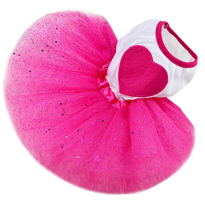 Pet Dog Love Heart Sequins Gauz Φούστα Φόρεμα Puppy Cat Rose Red Ρούχα