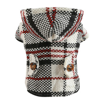 Ρούχα για κατοικίδια Χειμερινό φθινοπωρινό πουλόβερ κουτάβι Ζεστό καρό παλτό μόδας μαλλί με κουκούλα Φούτερ για σκύλους Yorkshire Chihuahua Bulldog